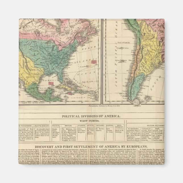 Íman Mapa do Atlas Americano, Descoberta Europeia (Frente)