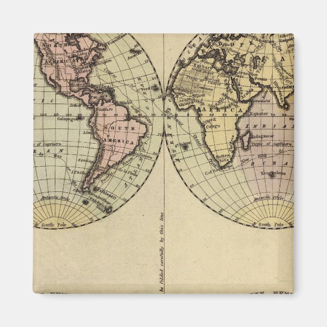 Íman Mapa do Atlas Colorido dos Hemisférios (Frente)