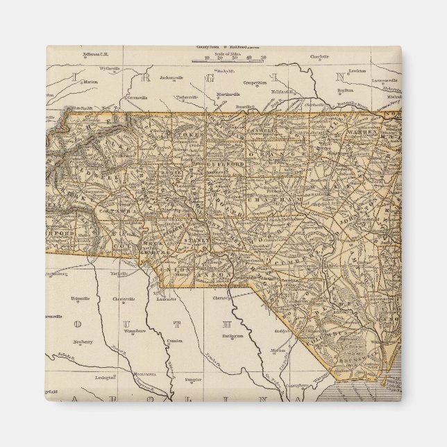 Íman Mapa do Atlas da Carolina do Norte (Frente)