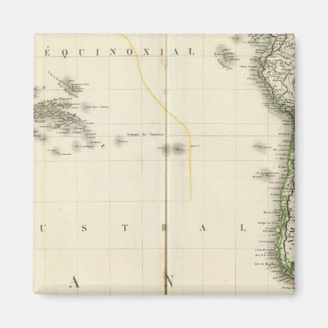 Íman Mapa do Atlas do Oceano Pacífico (Frente)