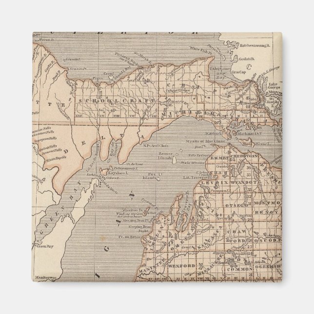 Íman Mapa do Atlas Michigan (Frente)