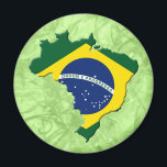 Íman mapa do Brasil<br><div class="desc">Mapa do Brasil,  design com mapa do Brasil preenchido pela bandeira nacional brasileira. Design feito com Photoshop pelo artista "Luna" Siffert. Produto personalizável. Você pode adicionar texto e imagens,  mudar estilos e tamanhos (dependendo do tipo de produto),  etc. Este design também está disponível em outros produtos.</div>