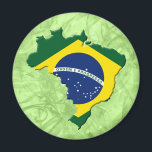 Íman mapa do Brasil<br><div class="desc">Mapa do Brasil,  design com mapa do Brasil preenchido pela bandeira nacional brasileira. Design feito com Photoshop pelo artista "Luna" Siffert. Produto personalizável. Você pode adicionar texto e imagens,  mudar estilos e tamanhos (dependendo do tipo de produto),  etc. Este design também está disponível em outros produtos.</div>