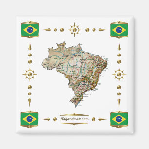 Íman Mapa do Brasil + ímã dos sinalizadores