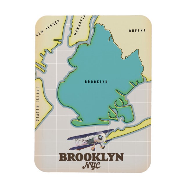 Íman Mapa do Brooklyn Nova York (Vertical)
