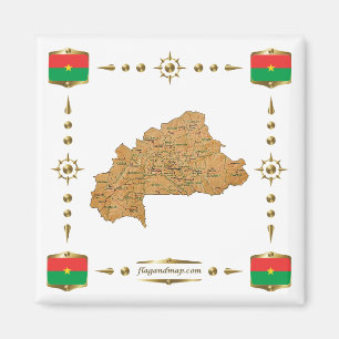 Íman Mapa do Burkina Faso + Magnetos