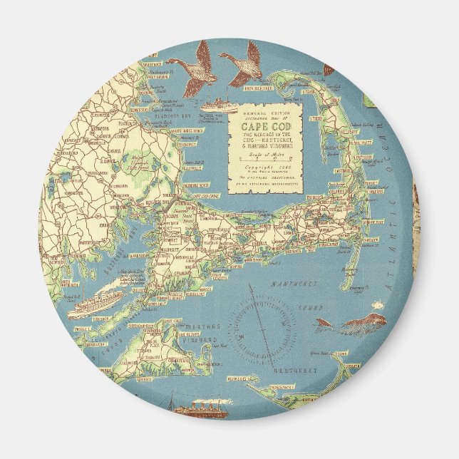 Íman Mapa do Cabo Vintage (1940) (Frente)