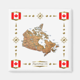 Íman Mapa do Canadá + ímã de sinalizadores