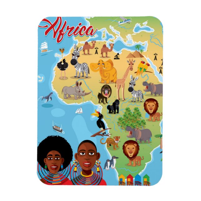 Íman Mapa do Cartoon Africano (Vertical)