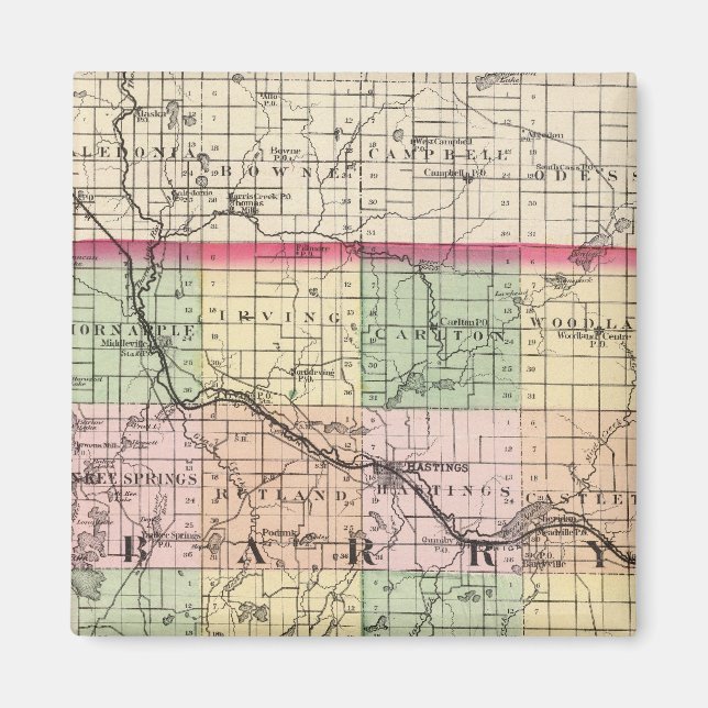 Íman Mapa do Condado de Barry, Michigan (Frente)