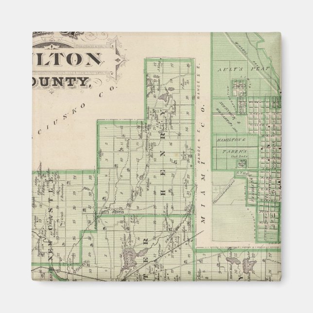 Íman Mapa do Condado de Fulton com Rochester, Fulton Co (Frente)