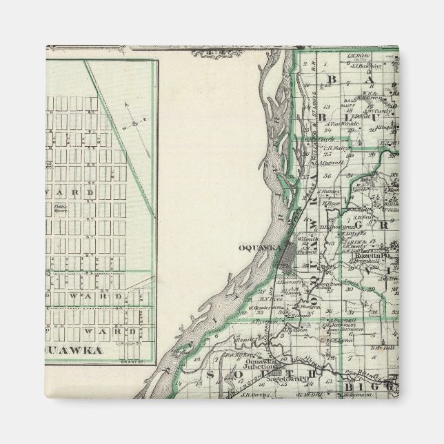 Íman Mapa do condado de Henderson e Oquawka (Frente)