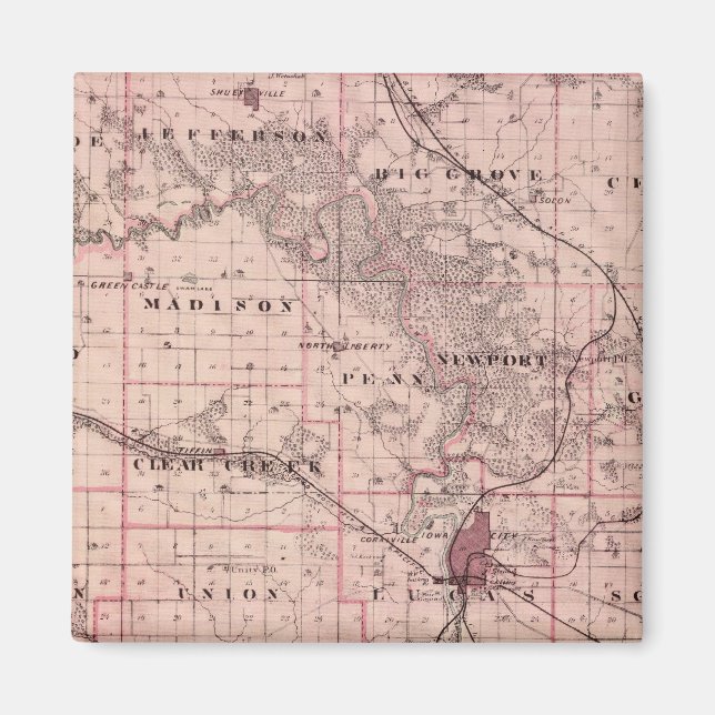 Íman Mapa do Condado de Johnson, Estado de Iowa (Frente)