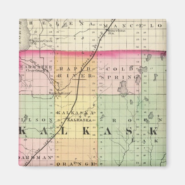 Íman Mapa do condado de Kalkaska, Michigan (Frente)