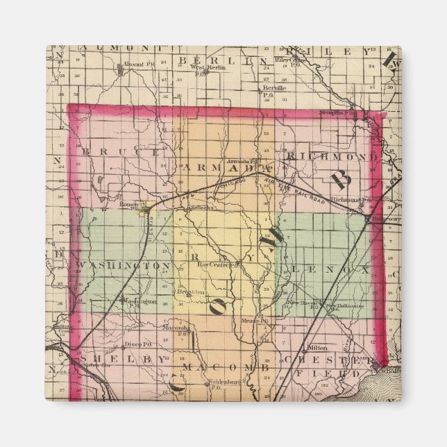 Íman Mapa do Condado de Macomb, Michigan (Frente)