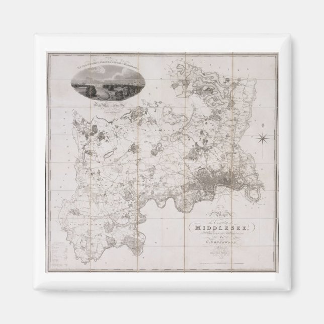 Íman Mapa do condado de Middlesex, publicado em 1819 (Frente)