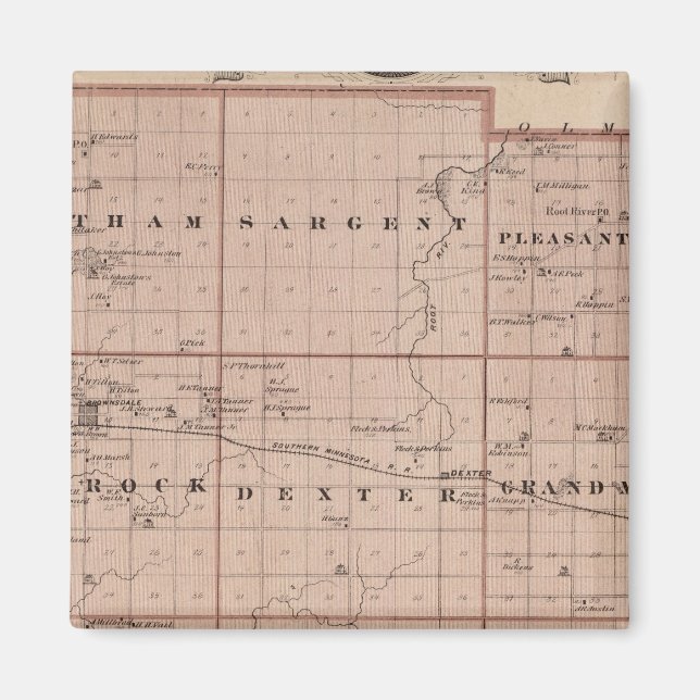 Íman Mapa do Condado de Mower, Minnesota (Frente)