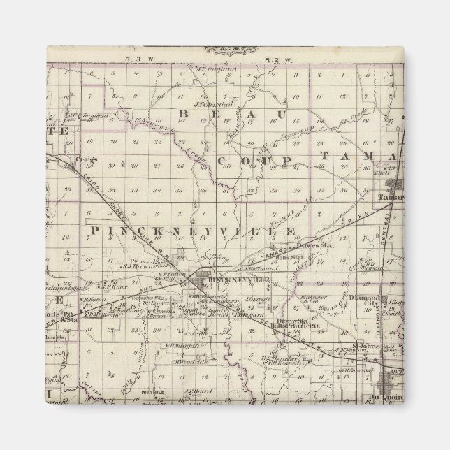 Íman Mapa do Condado de Perry, Nashville e Carmi (Frente)