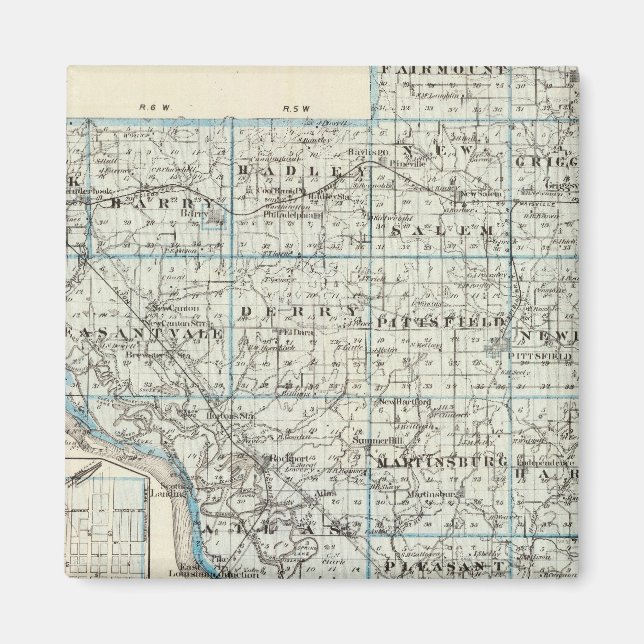 Íman Mapa do Condado de Pike e de Pittsfield (Frente)
