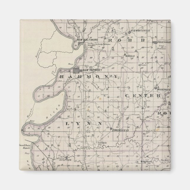 Íman Mapa do Condado de Posey (Frente)