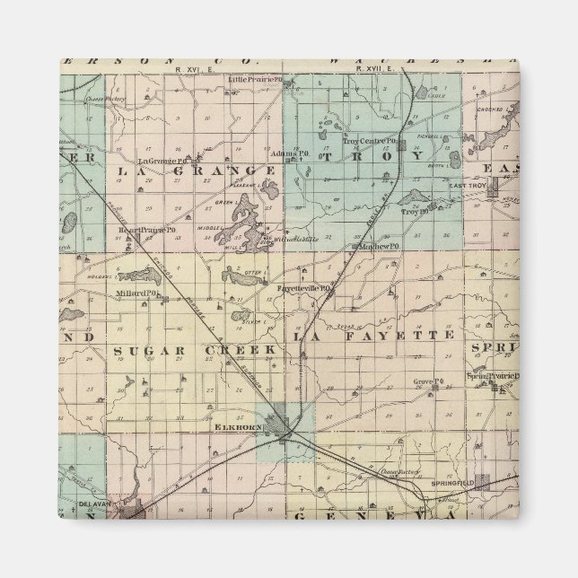 Íman Mapa do Condado de Walworth, Estado de Wisconsin (Frente)
