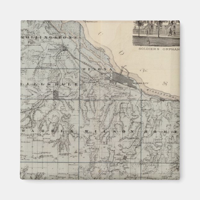 Íman Mapa do condado de Winona, Minnesota (Frente)