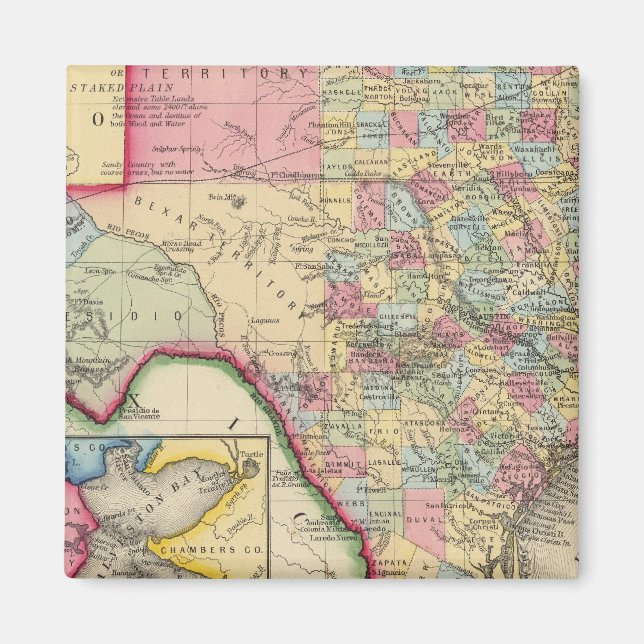 Íman Mapa Do Condado Do Texas (Frente)