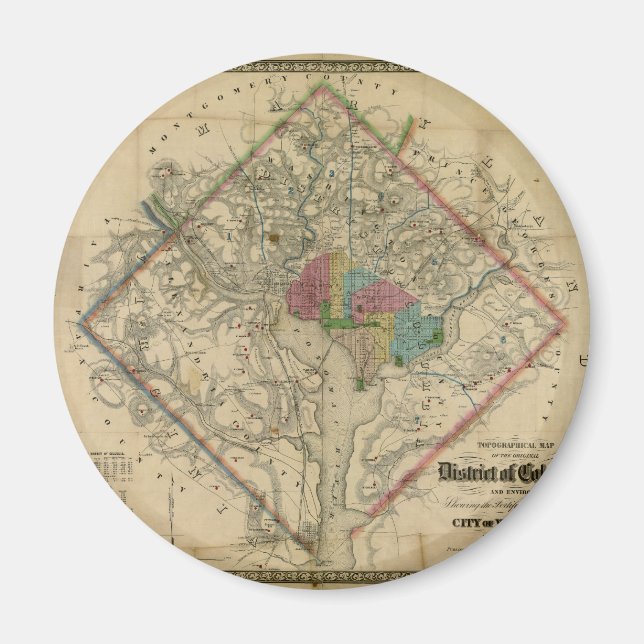 Íman Mapa do Distrito da Colômbia na Era da Guerra Civi (Frente)