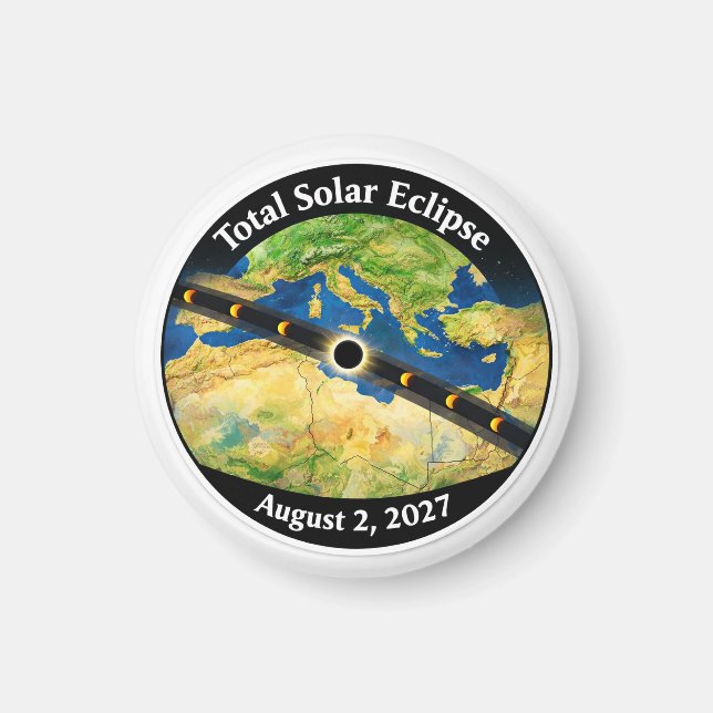 Íman Mapa do Eclipse Solar Total de 2027 (Frente)
