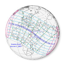 Mapa do Eclipse Solar Total de 2027