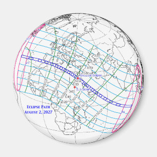 Íman Mapa do Eclipse Solar Total de 2027