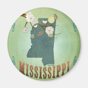 Íman Mapa do Estado da Vintage Moderno do Mississippi -
