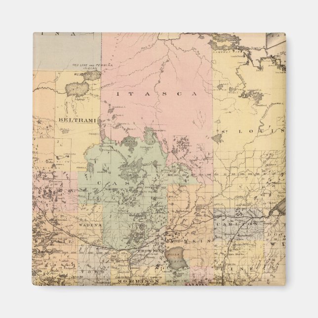 Íman Mapa do Estado de Minnesota, 1874 (Frente)