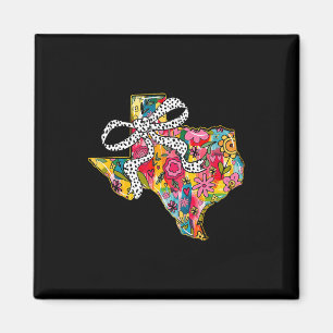 Íman Mapa do Estado do Texas Feminino Floral Laço Coque