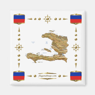 Íman Mapa do Haiti + Imagem de Sinalizadores