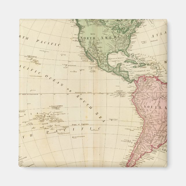 Íman mapa do hemisfério oeste (Frente)