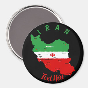 Íman Mapa do Irã com Bandeira e Emblema