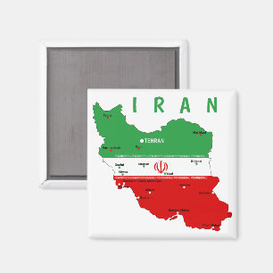 Íman Mapa do Irã com Bandeira e Emblema
