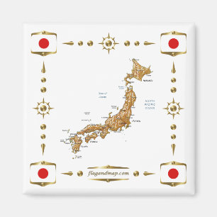Íman Mapa do Japão + ímã dos sinalizadores