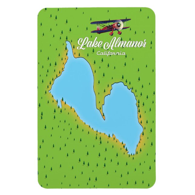 Íman Mapa do Lago Almanor Califórnia EUA (Vertical)