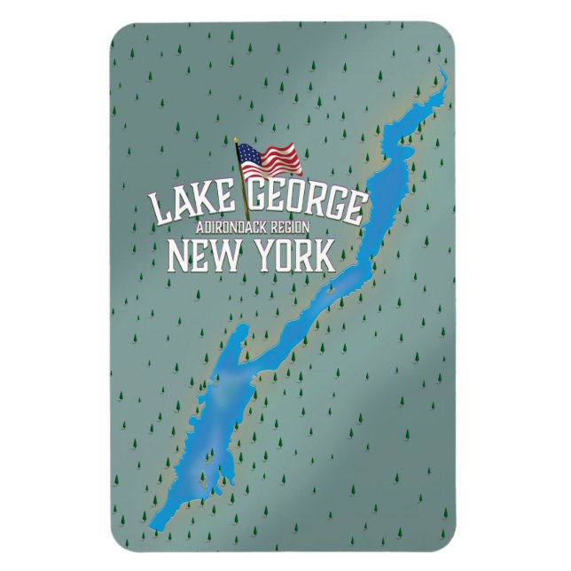Íman Mapa do Lago George Nova York (Vertical)