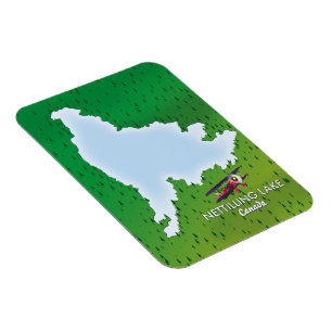 Íman Mapa do lago Hubbard no norte de Michigan Magnet