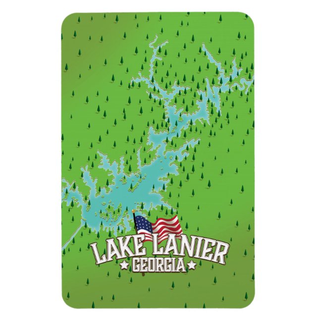 Íman Mapa do Lago Lanier Geórgia (Vertical)