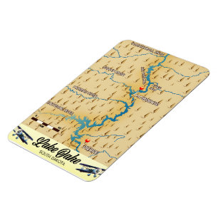 Íman Mapa do Lago Oahe Dakota do Sul