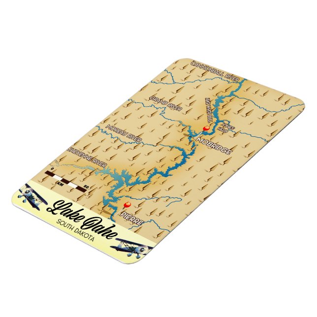 Íman Mapa do Lago Oahe Dakota do Sul (Left Side)