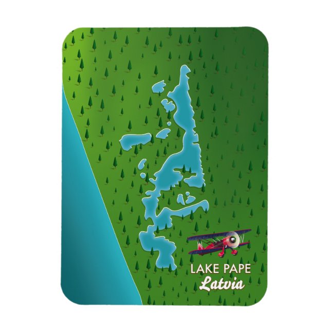 Íman Mapa do Lago Pape Letônia (Vertical)
