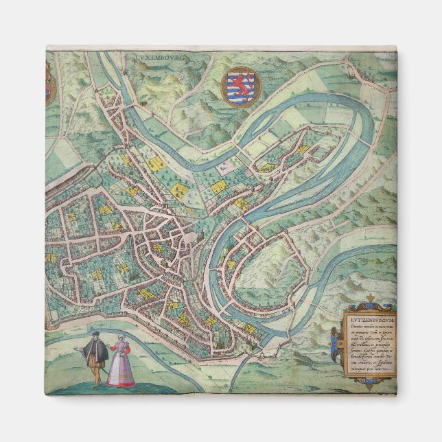 Íman Mapa do Luxemburgo, de Civitates Orbis Terrarum (Frente)