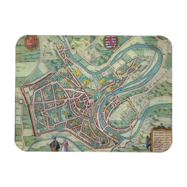 Íman Mapa do Luxemburgo, de Civitates Orbis Terrarum (Horizontal)