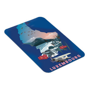 Íman Mapa do Luxemburgo ilustra o poster de viagens.