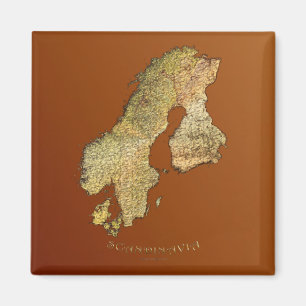 Íman MAPA DO Magnete Quadrado DE SCANDINAVIA